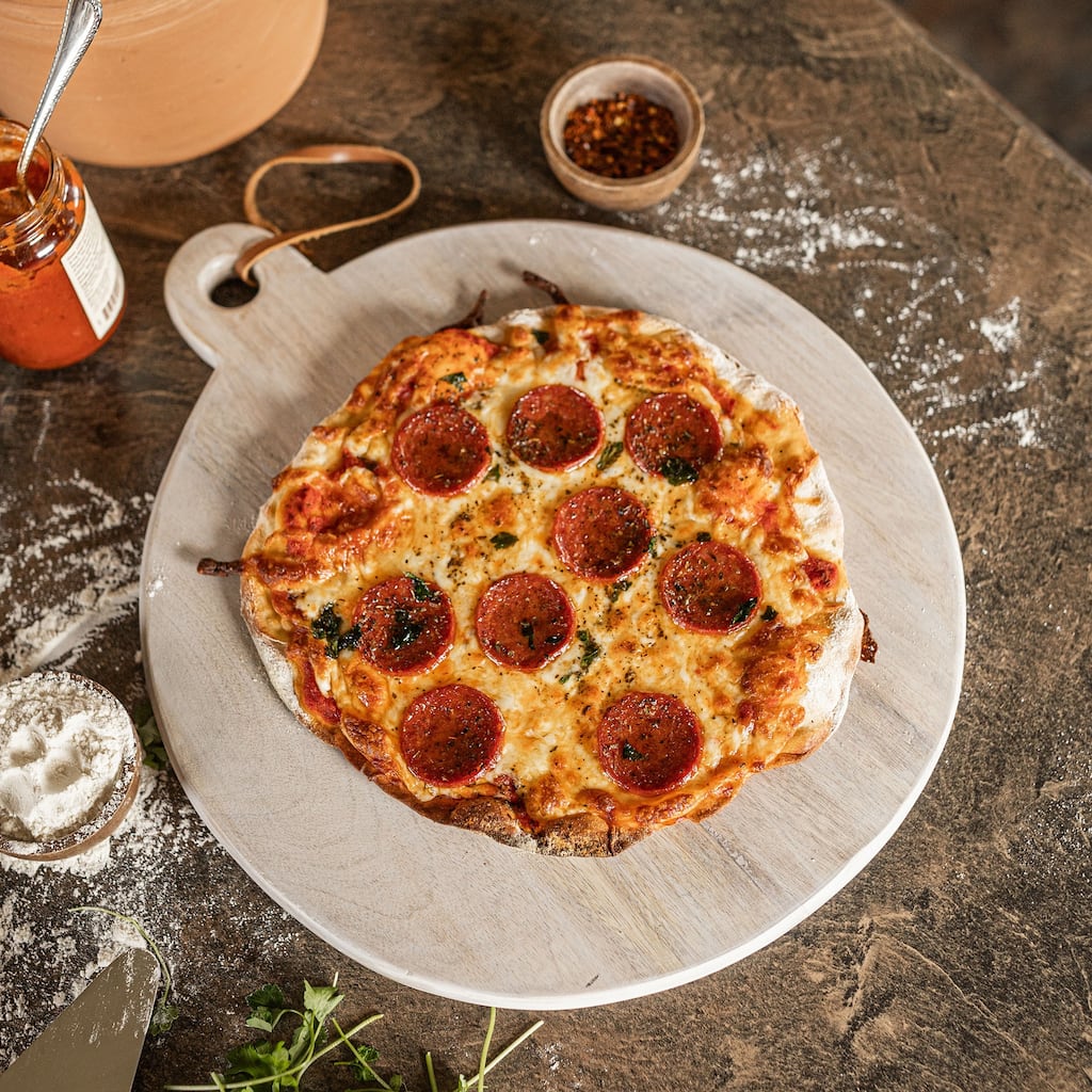 Foreside Home & Garden Round Whitewash Serving Board - 16.25 x 13.75 x 0.75"