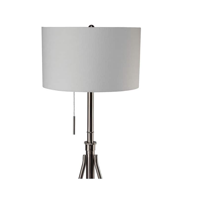 Vintage Look 1pc Floor Lamp Brushed Steel Tripod Legs Unique High Lamp Pull Switch 57"H