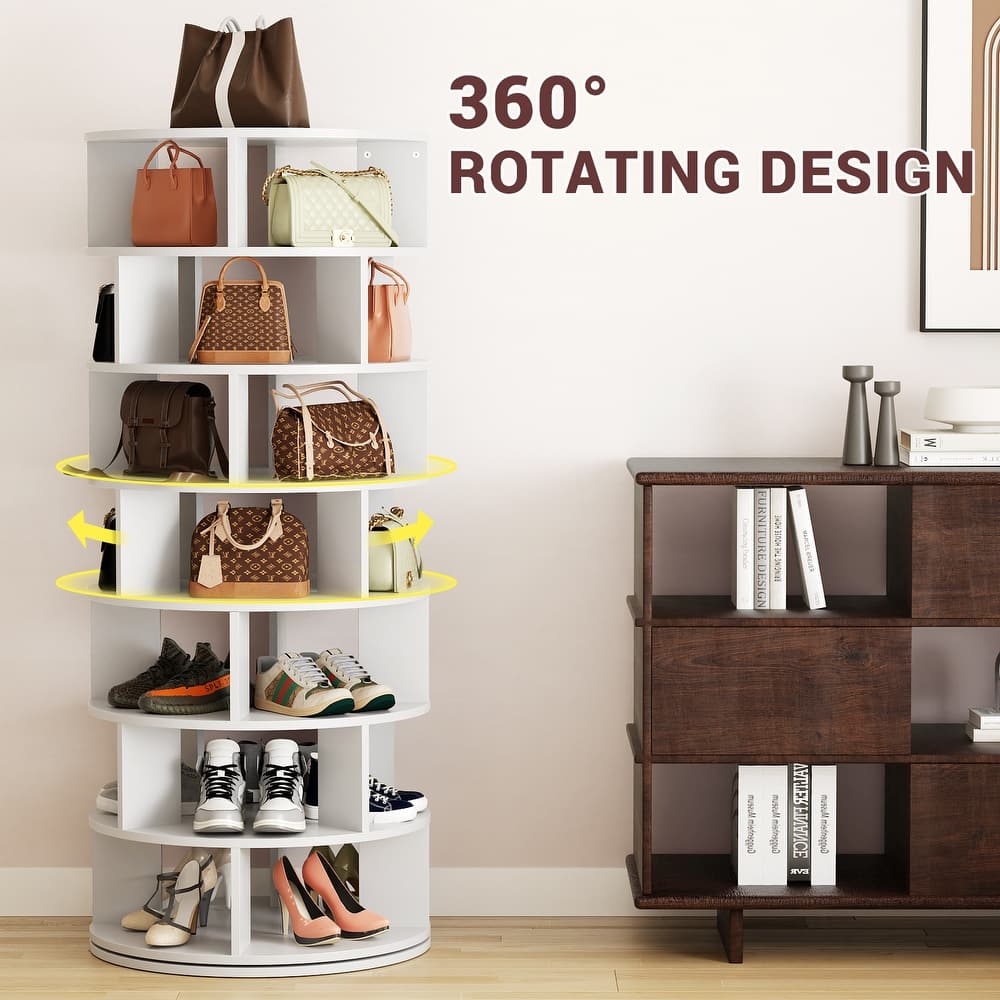 Cimly 7-tier Rotating Shoe Rack Tower, 32-pair Spinning Display Round Shoe Organizer for Closet