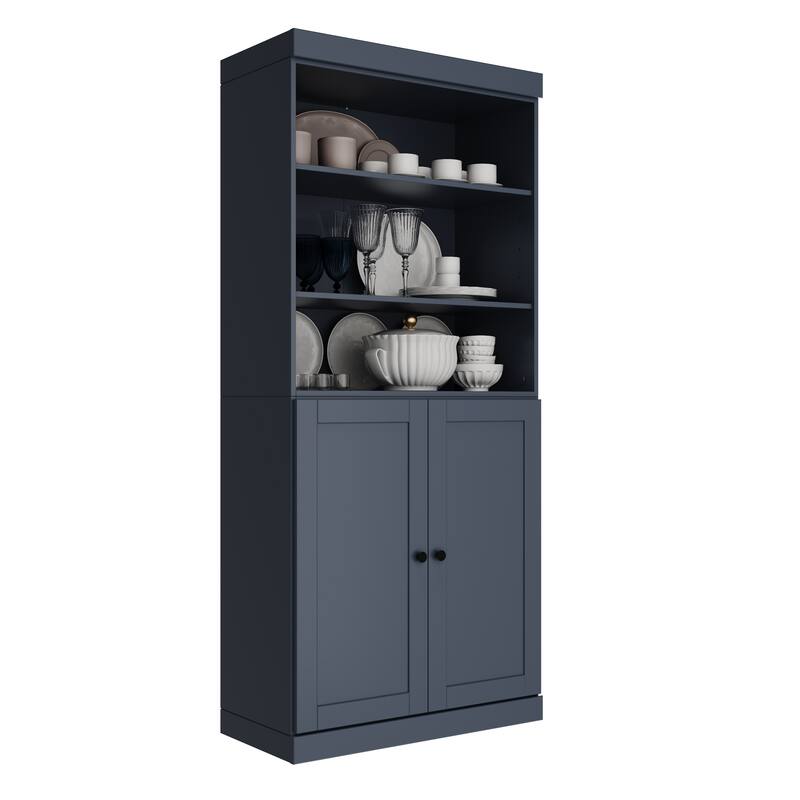 Palace Imports 100% Solid Wood 32" Pantry Cabinet with Shaker Doors, 2-Drawers and Adjustable Shelves