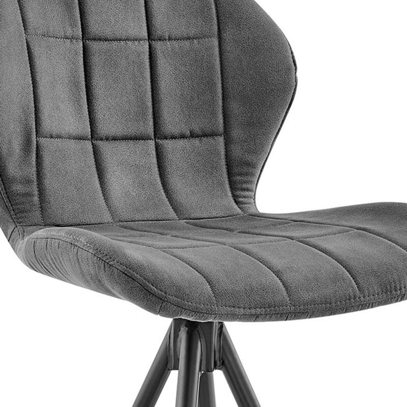 Charcoal Fabric Bar Height Chair with Backrest, Footrest and Black Iron Frame