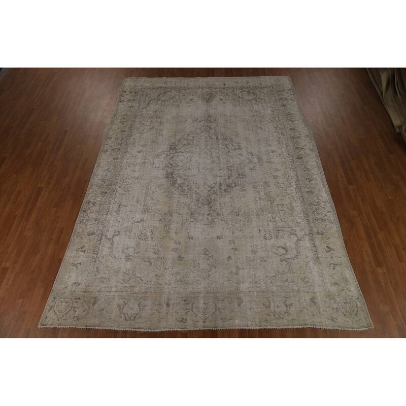 Tabriz Persian Vintage Area Rug Handmade Traditional Wool Carpet - 8'11" x 12'4"