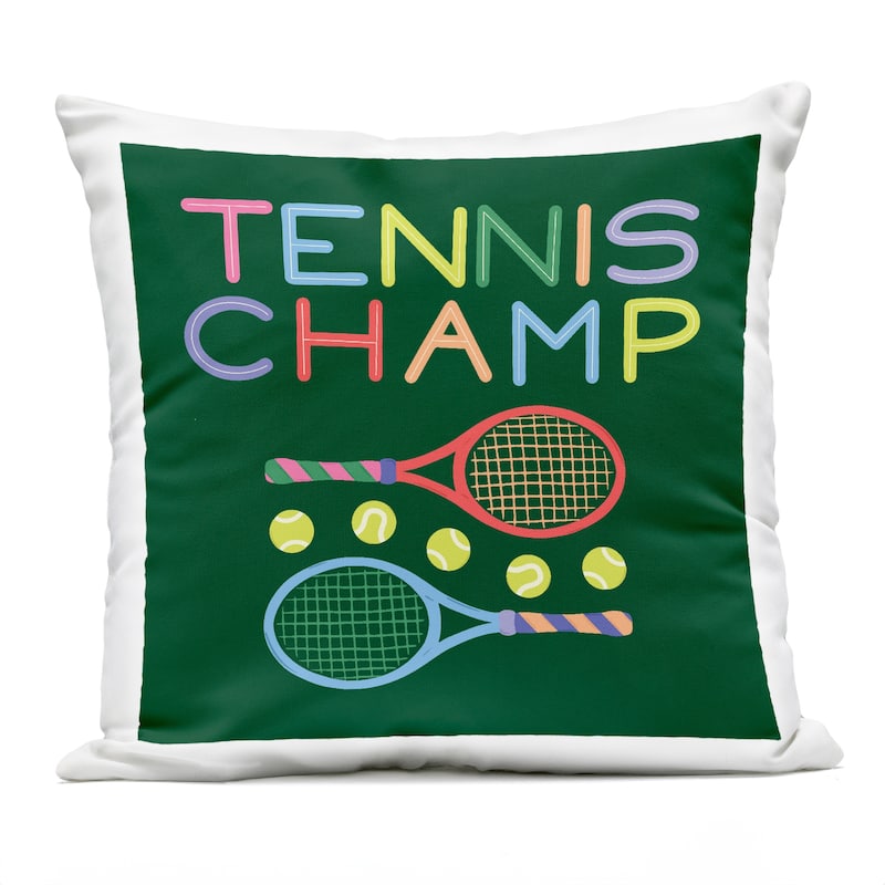 Stupell Tennis Champ Racket & Balls Printed Outdoor Throw Pillow Design by Sazerelli Designs - Accent - Polyester - Green - Single