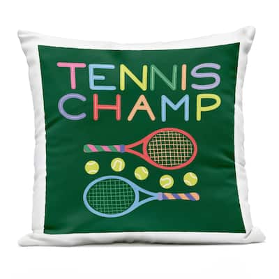 Stupell Tennis Champ Racket & Balls Printed Outdoor Throw Pillow Design by Sazerelli Designs