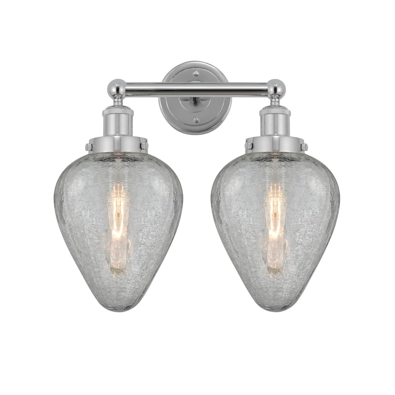 Innovations Lighting 616-2W-12-15 Geneseo Vanity Geneseo 2 Light 15" - Polished Chrome / Clear Crackle