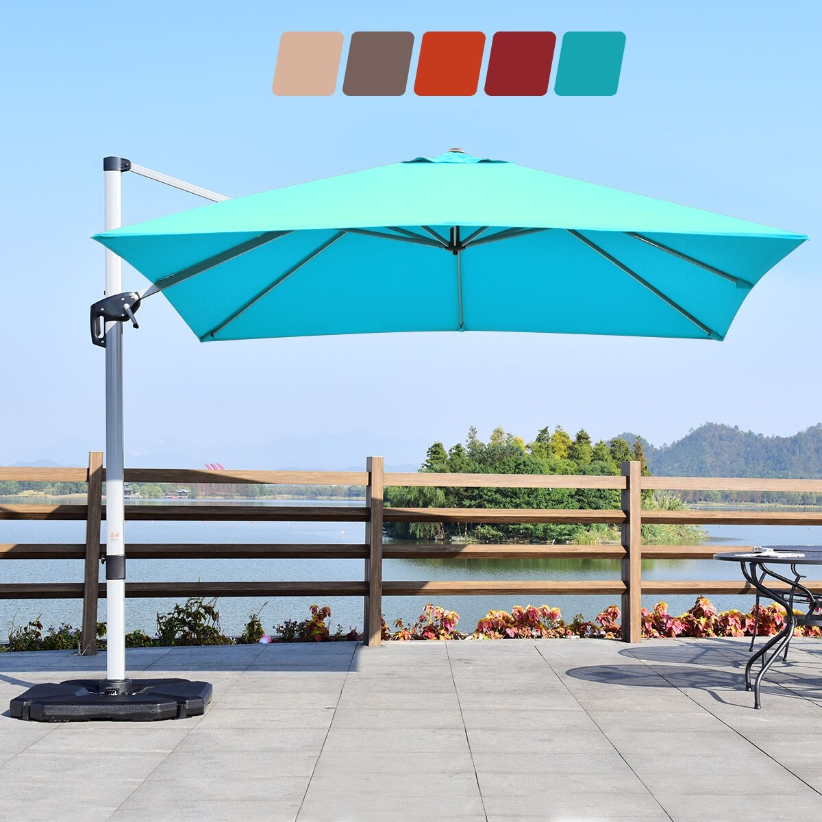Shop Black Friday Deals On Costway 10ft Patio Offset Cantilever Umbrella 360 Degree Tilt Aluminum On Sale Overstock 30889953