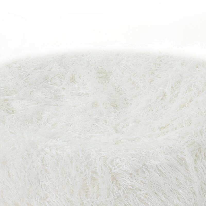 Rounded Faux Fur Bean Bag With Softness And Comfort
