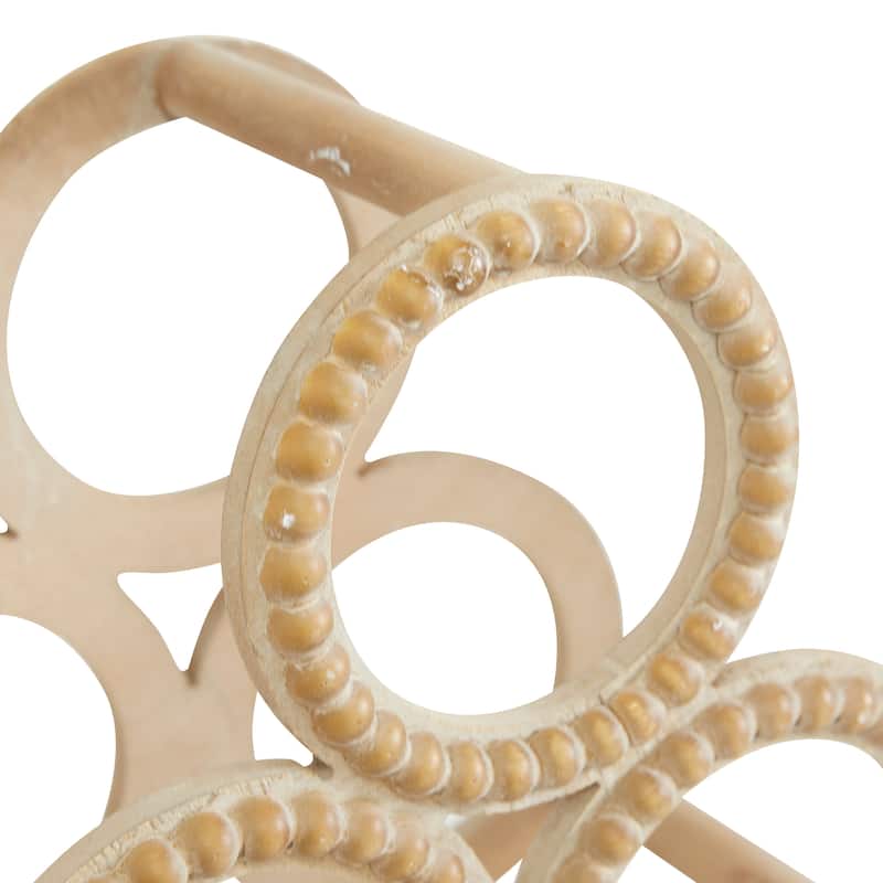 White Wood Beaded Wine Rack