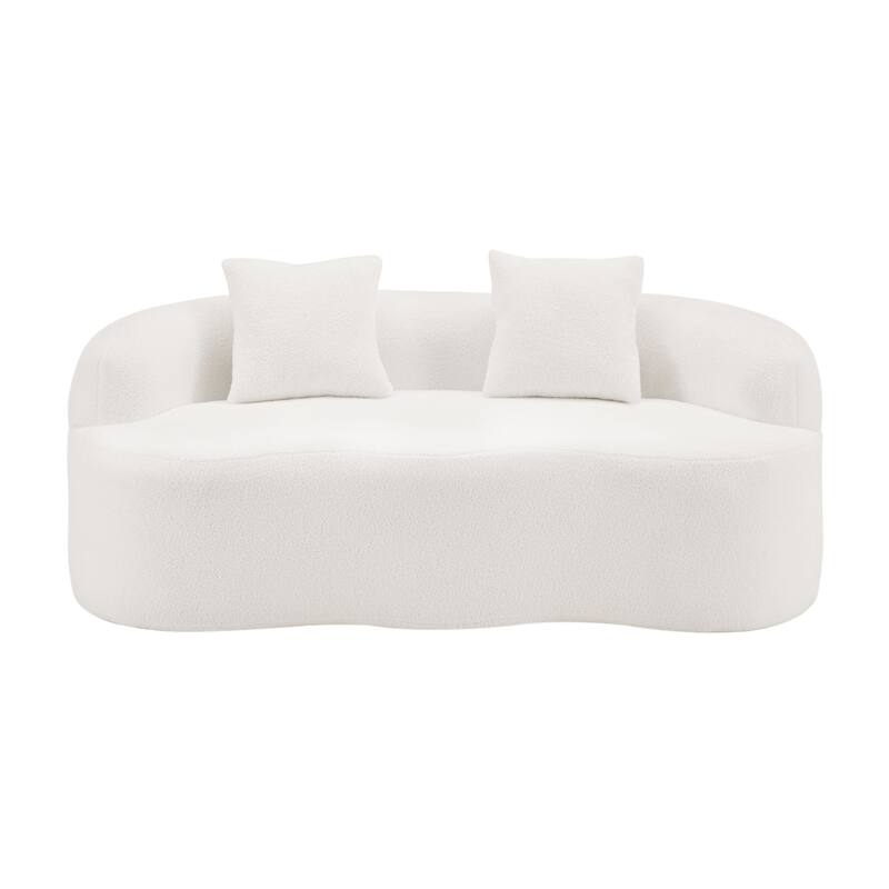 Cloud-like Curved Loveseat Sofa Teddy Fabric Compression Couch