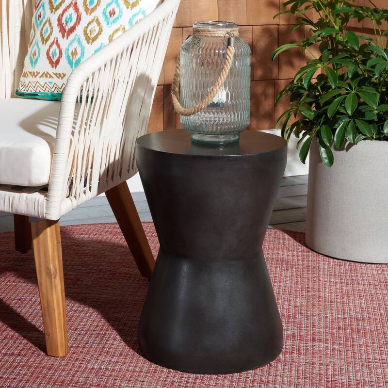 SAFAVIEH Outdoor Cheul Concrete Indoor/Outdoor Accent Table - 12.2" W x 12.2" L x 17.3" H - 12Wx12Dx17H