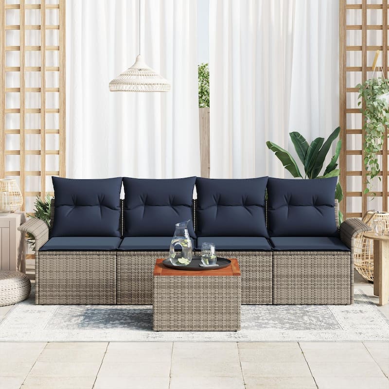 vidaXL 5 Piece Garden Sofa Set with Cushions - 98.8×24.4×27.2
