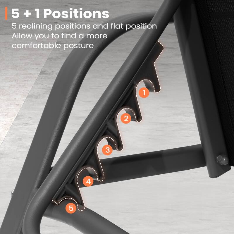 Pellebant 2/4PCS Outdoor Lounge Chair Aluminum with Adjustable Backrest