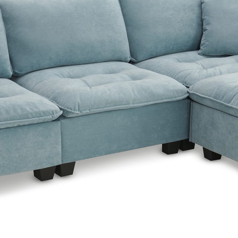 100" L-Shaped Convertible 4-Seat Sofa with Matching Pillows