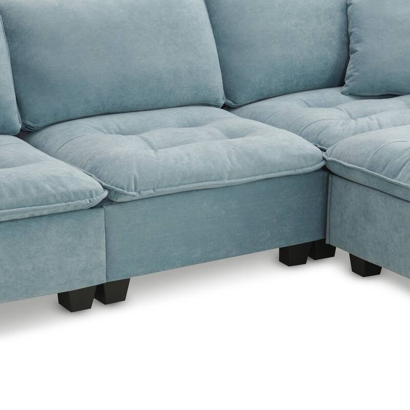100" L-Shaped Convertible 4-Seat Sofa with Ottoman