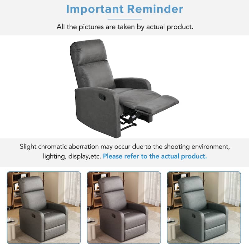 Modern Lounge Chaise Chair, Home Theater Manual Recliner Chair, Accent Chair with Three Adjustable Angles
