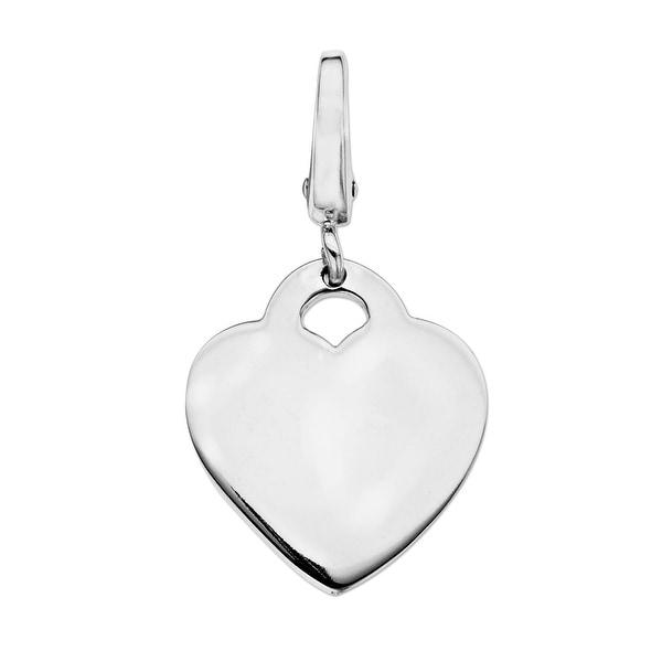 Heart Charm in Sterling Silver - White