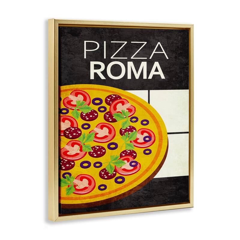 Stupell Pizza Roma Classic Kitchen Framed Floater Canvas Wall Art Design By Kim Allen