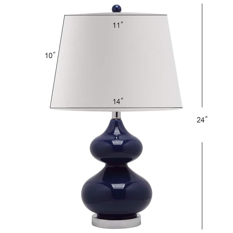 SAFAVIEH Lighting 24-inch Eva Double Gourd Glass Navy Table Lamp (Set of 2) - 14"x14"x24"