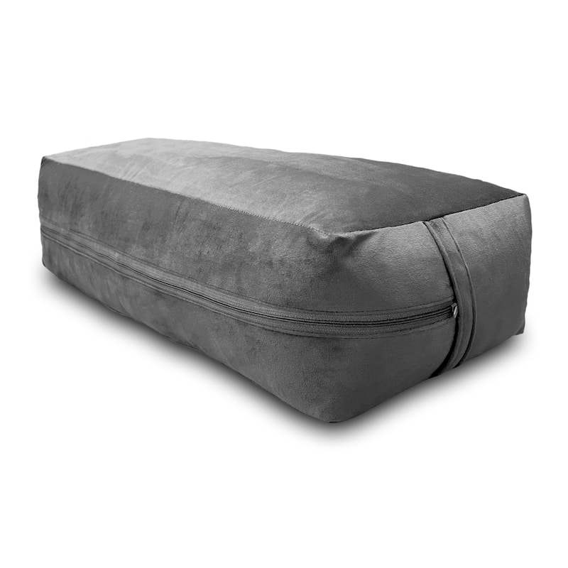 Yoga Firm Large Yoga Bolster Pillow Cushion 24" x 12" x 6" for Restorative Yoga, Rectangular Cotton and Removable Cover - Grey
