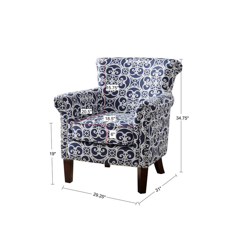 Madison Park Miri Navy/White Tight Back Club Chair