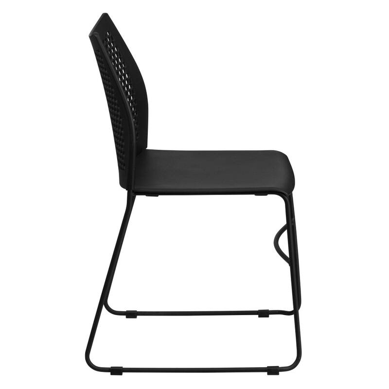 661 lb. Capacity Stack Chair with Air-Vent Back and Powder Coated Sled Base