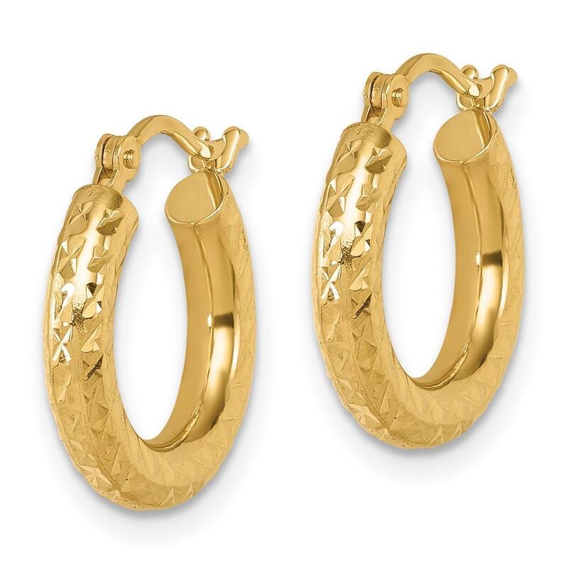 Curata 14k Yellow Gold Sparkle Cut Round Hoop Earrings - 16x16mm