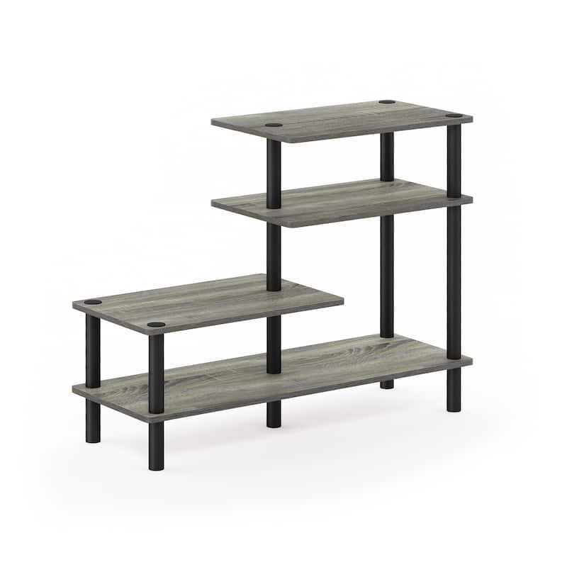 4 Tiers Wood Household Shelving Unit in French Oak/Black (31.5 in. W x 25.2 in. H x 11.61 in. D) - 31.5