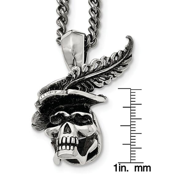 Stainless Steel Polished Fancy Lobster Closure Antiqued Feather Necklace 18 Inch Stainless Steel Polished Fancy Lobster Closure Antiqued Feather Necklace 18 Inch