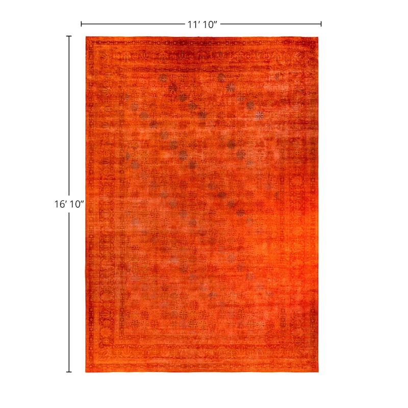 Overdyed, One-of-a-Kind Hand-Knotted Area Rug - Orange - 11' 10" x 16' 10"
