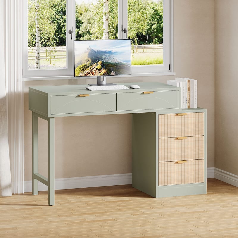 Modern Wood Computer Desk with 5-drawer for Home Office