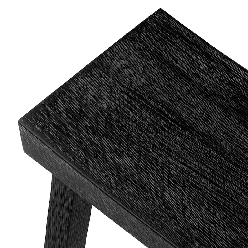 HomeRoots 31" Black Solid Wood Backless Bar Height Bar Chair