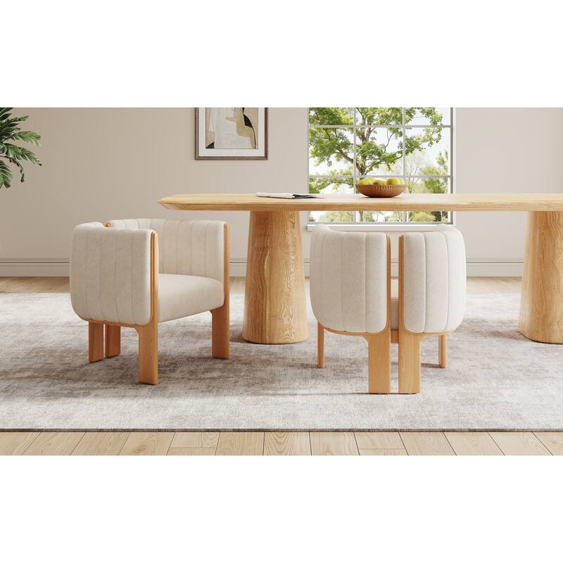 Fabric Upholstered Dining Chairs Set of 2, Ergonomic Kitchen Side Chairs, Accent Chairs with Rubber Wood Frame
