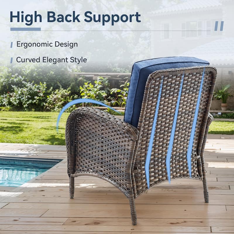 Gymojoy 6-Piece Outdoor Wicker Patio Furniture with 3 Seat Sofa, Rattan Coversation Set with Water Resistant Cushions