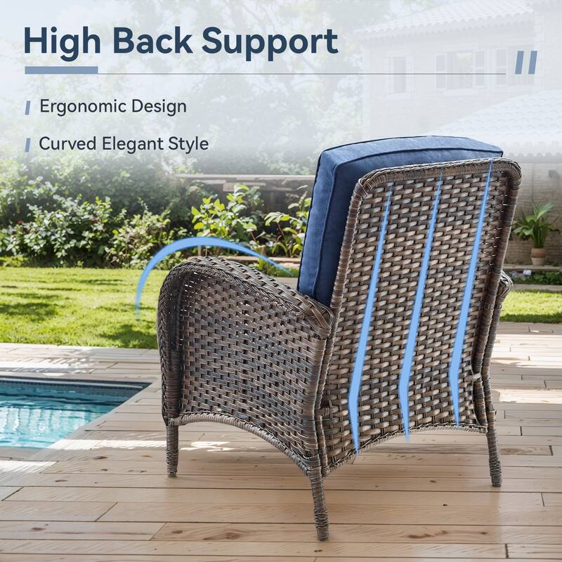 Gymojoy Stylish High Back Outdoor Wicker Dining Chairs Set of 2