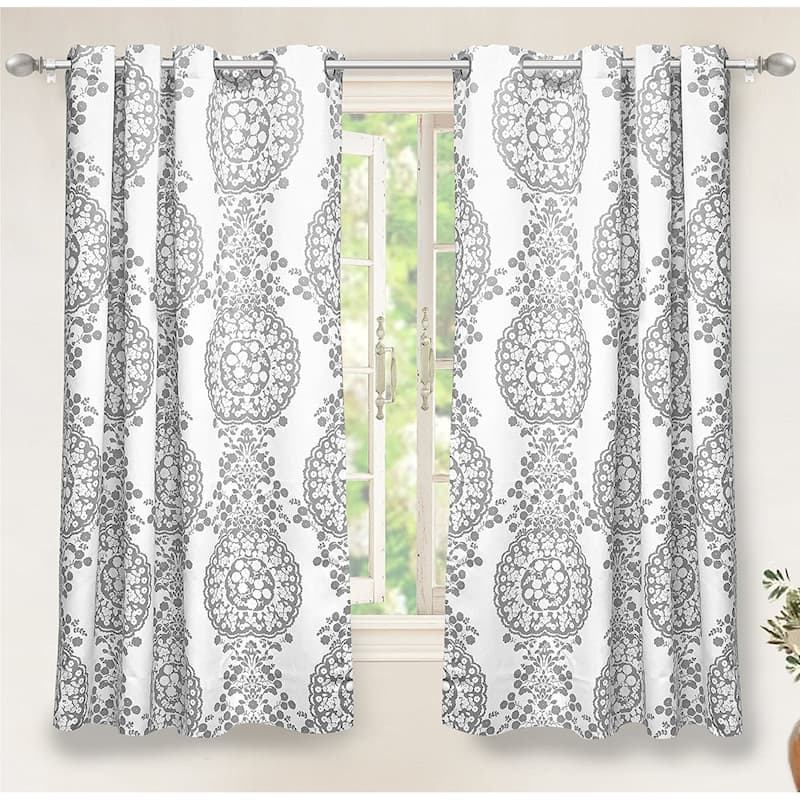 The Curated Nomad Alameda Pastel Damask Room Darkening Curtain Panel Pair