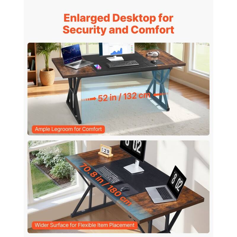Modern Computer Desk with Sturdy Particleboard Top and Steel Frame for Home Office Workstation