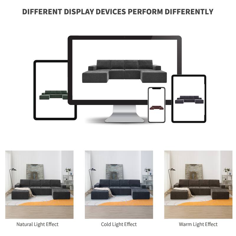 110"x72" Modular U-Shaped Sectional Sofa for Living Room & Bedroom