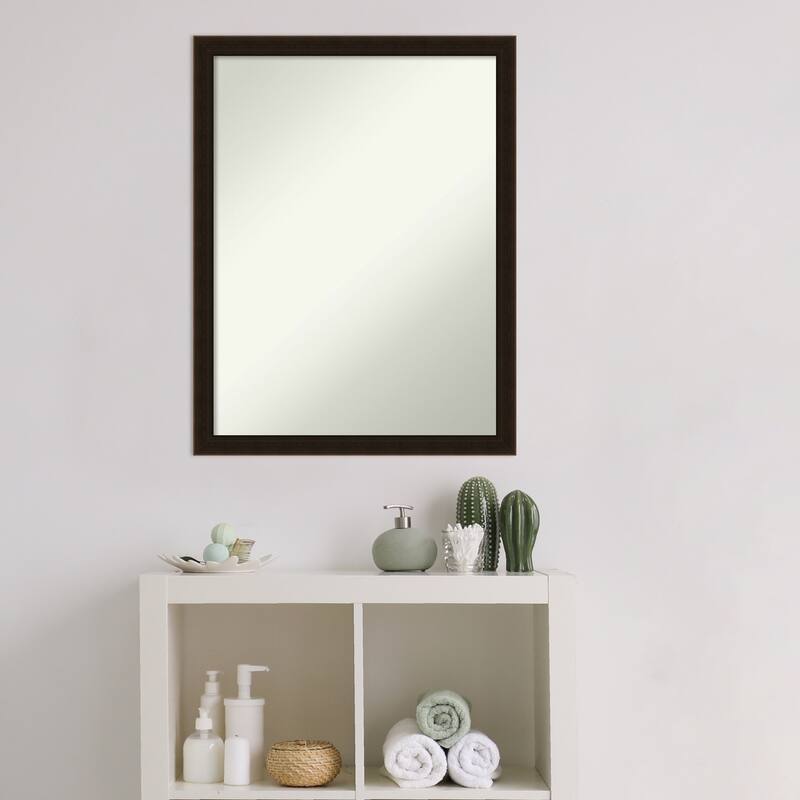 Non-Beveled Wood Bathroom Wall Mirror Frame - Espresso Brown