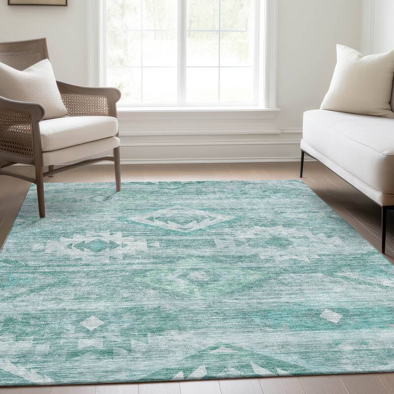 Machine Washable Indoor/ Outdoor Chantille Boho Tribal Rug