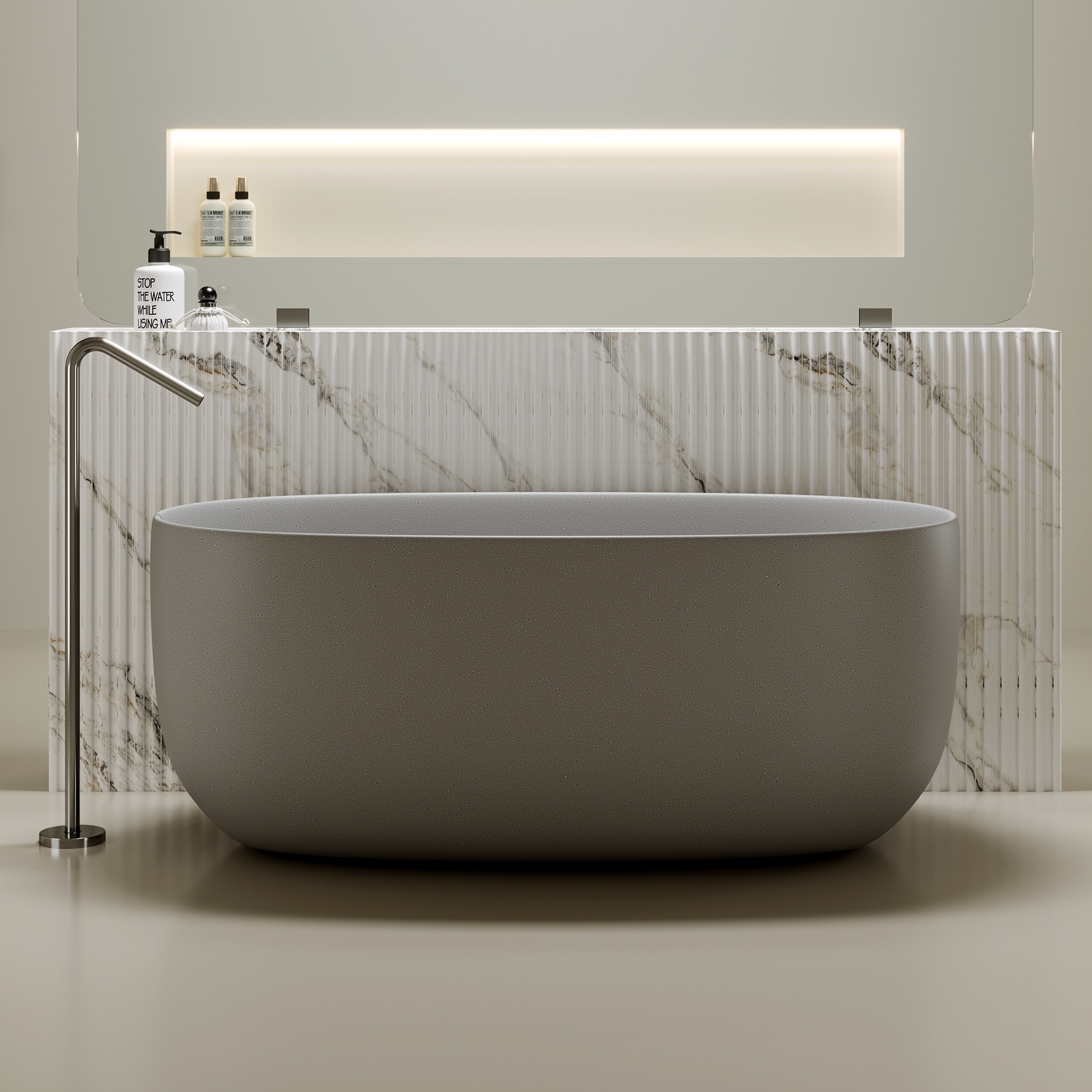 Modern Solid Surface Freestanding Bathtub Ergonomic Soaking Design by GDFStudio