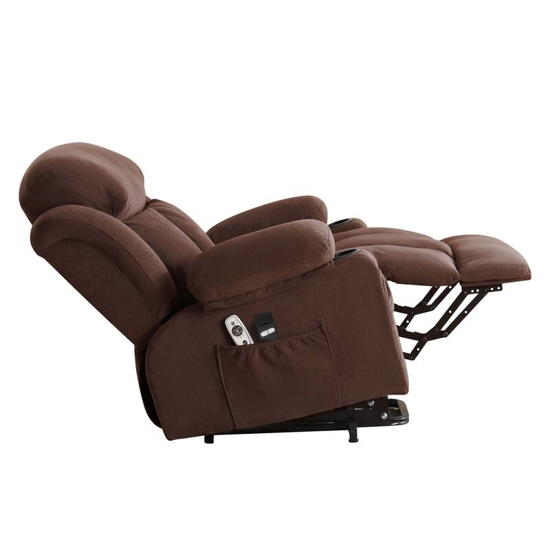 Power Lift Velvet Recliner Chair w/Heat and Massage & USB Charge Port