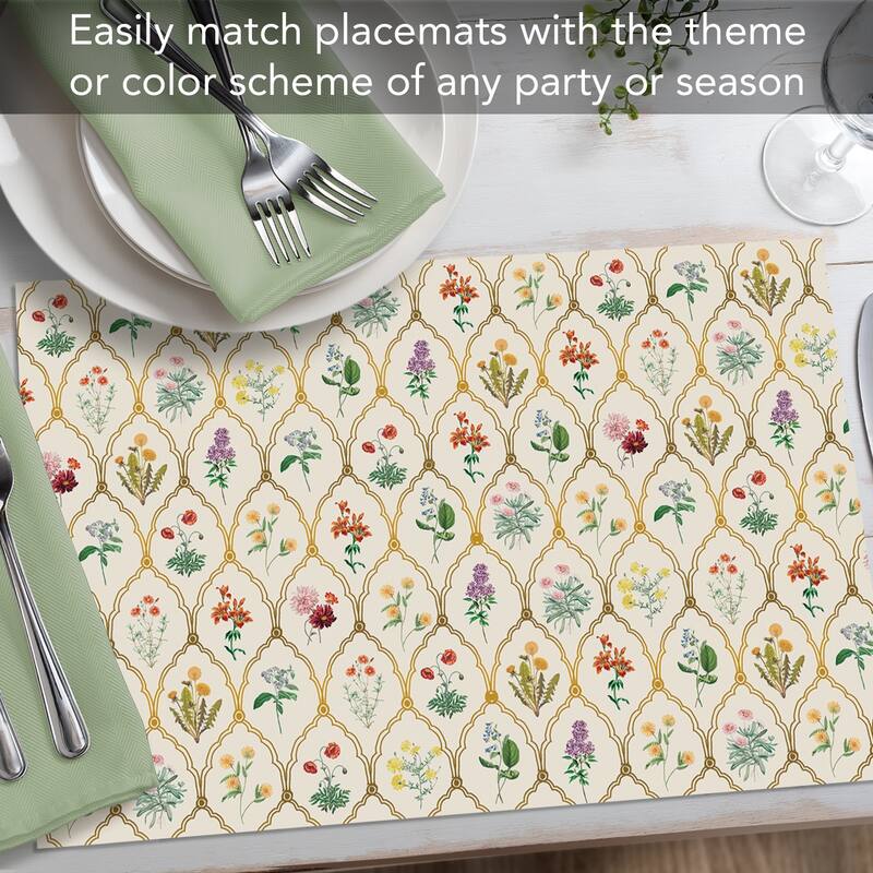 Wildflowers 24 Sheet Reusable Premium Paper Stock Placemats in Resealable Storage Bag Made in The USA 17" x 11"