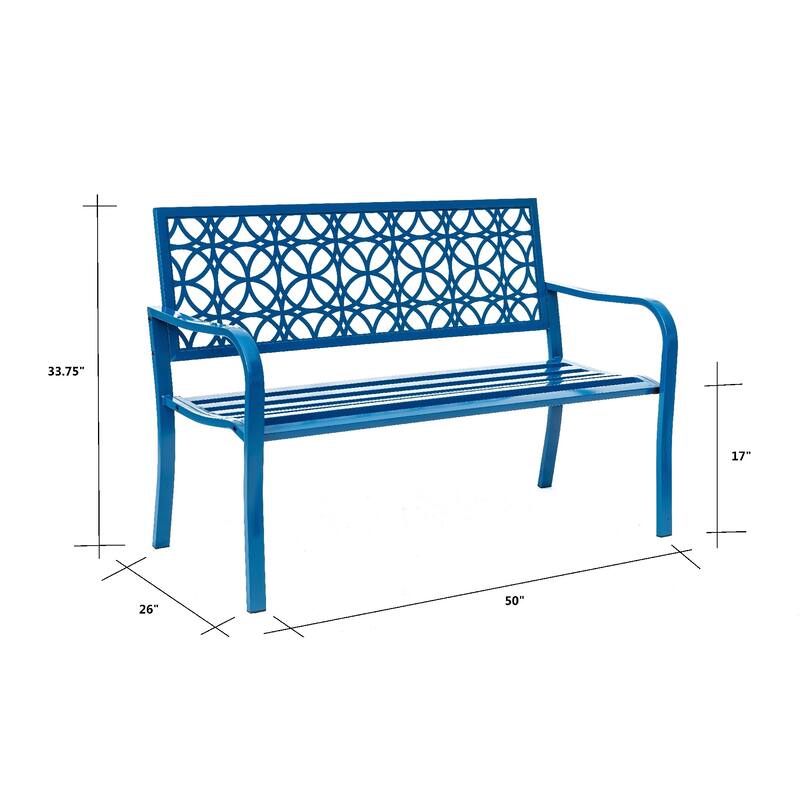 Steel Outdoor Garden Bench - 50" - Blue