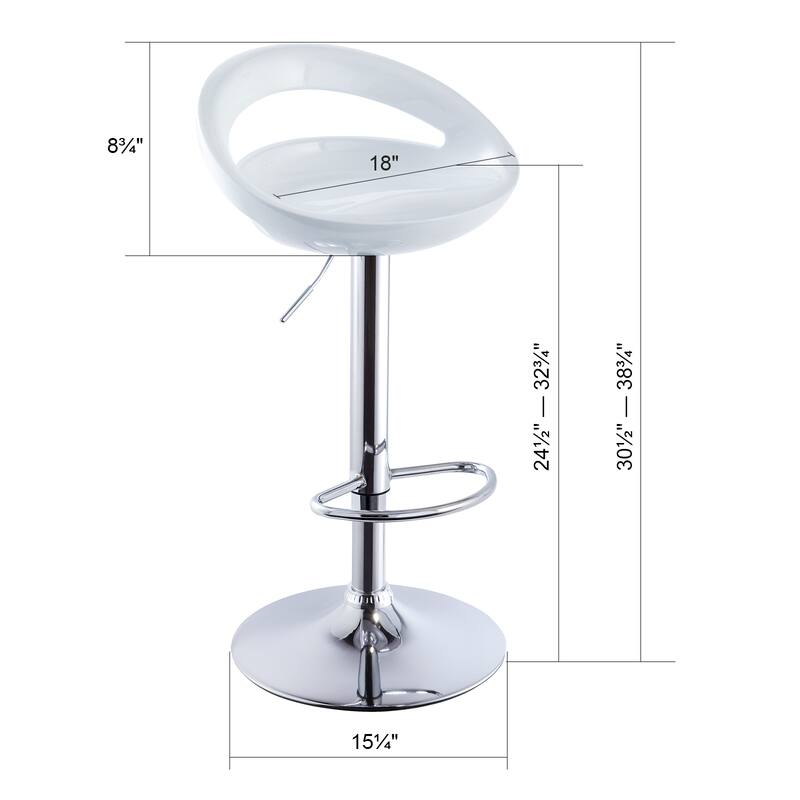 Glossy Low-Back Adjustable 24"-32" H Swivel ABS Bar Stools