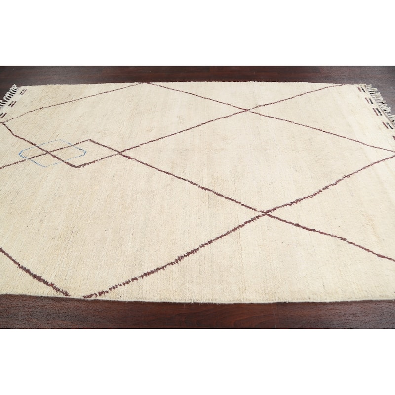 Vegetable Dye Oriental Moroccan Berber Area Rug Wool Hand-knotted - 5'9" x 9'5"
