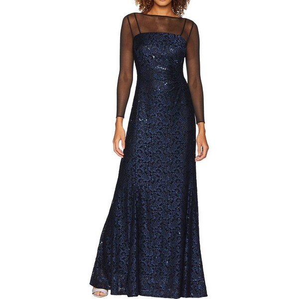 tahari navy blue dress