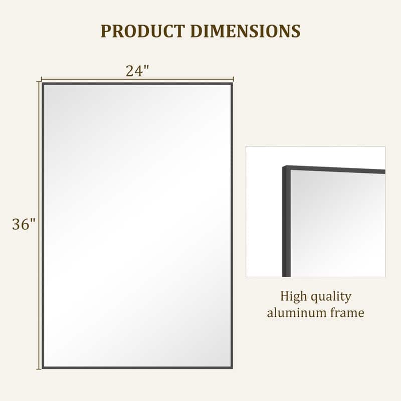 Black Modern Aluminum Square Mirror for Living Room