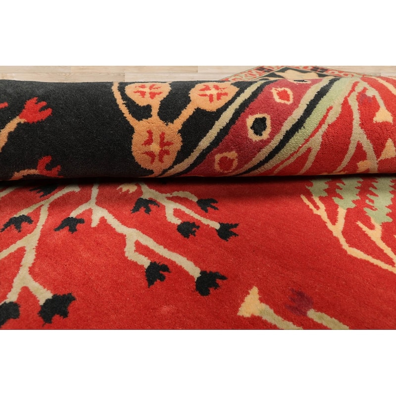 Hand Tufted Transitional Oriental Rug Multi Coral Wool Art & Crafts