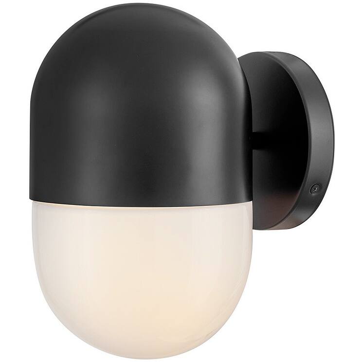 Lark 82090 Bardi 1 Light 10" Tall Outdoor Wall Sconce with Cased Opal - Black