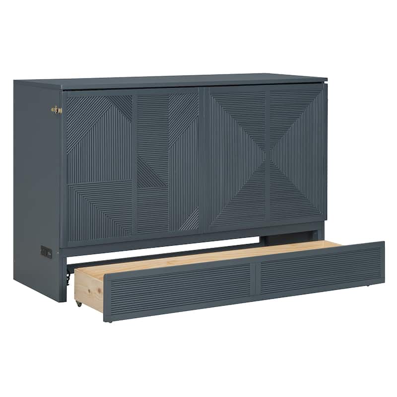 Murphy Bed with Large Drawer, USB Ports and Outlets